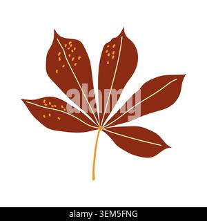 Brown chestnut leaf vector autumn illustration isolated on white background Stock Vector