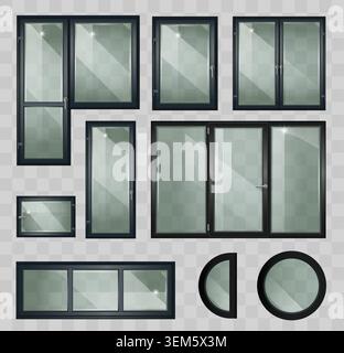 Set of black plastic windows Stock Vector
