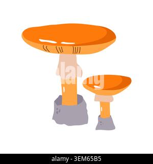 Orange forest mushrooms with rings vector flat hand drawn icon Stock Vector