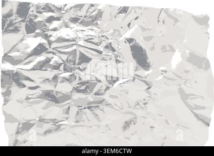 Realistic crumpled aluminum foil vector piece Stock Vector