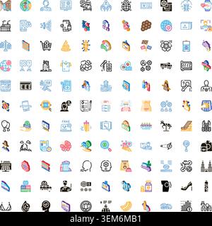 Collection of diverse modern outline and isometric icons Stock Vector