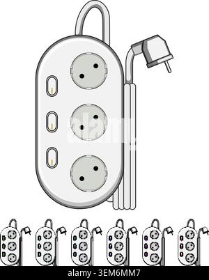 Power strip providing multiple outlets for electricity Stock Vector