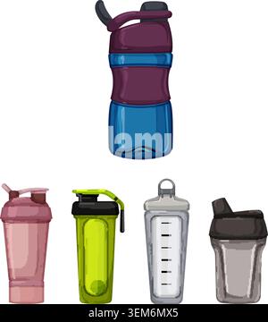 Fitness drink shakers and water bottles collection Stock Vector