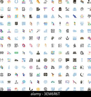 Diverse minimalist icon set illustrating business and lifestyle concepts Stock Vector