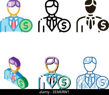 investor money range icon vector outline Stock Vector