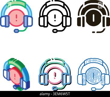 distracted by music headphones multipack icon vector outline Stock Vector
