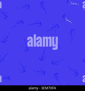 seamless pattern Blue lightning striking with electric energy impact Stock Vector