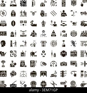 Business industry, environment, technology, health icons set Stock Vector