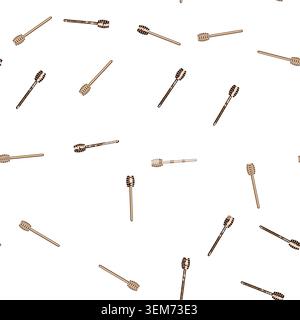 pattern beeswax honey dipper stick cartoon vector Stock Vector