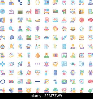 Big set different line icons visualizing various concepts Stock Vector