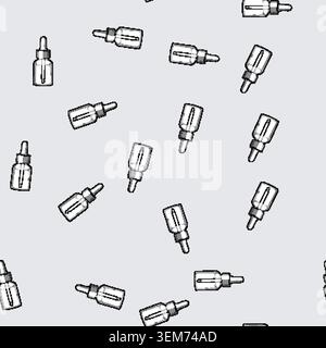 seamless pattern Dropper bottle holding cosmetic or medical liquid Stock Vector