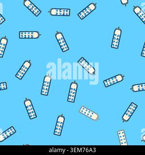 seamless pattern ergonomic medical bed control cartoon vector Stock Vector
