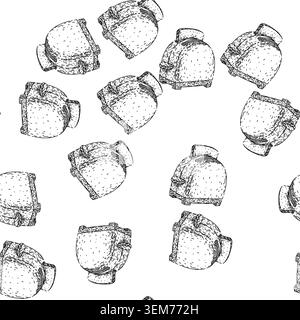 seamless pattern toaster kitchen utensil retro sketch hand drawn Stock Vector