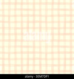 Soft hand-painted watercolor gingham seamless pattern in warm peach tones. Perfect for textiles, kitchen decor, wrapping paper and cottage-inspired de Stock Photo