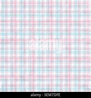 Hand-painted watercolor plaid seamless pattern in soft blue and pink tones. A delicate pastel design for fabric, nursery decor, stationery and surface Stock Photo