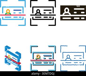 document scanning icon vector outline stylized Stock Vector
