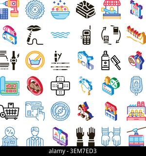 Isometric icon set representing various concepts and themes Stock Vector