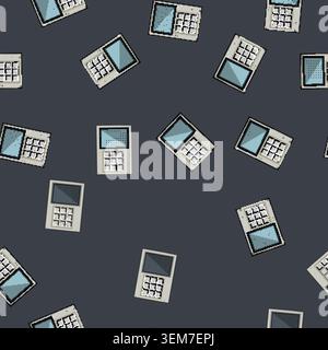 seamless pattern bowl retro control panel cartoon vector Stock Vector