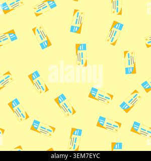seamless pattern airport boarding pass cartoon vector Stock Vector