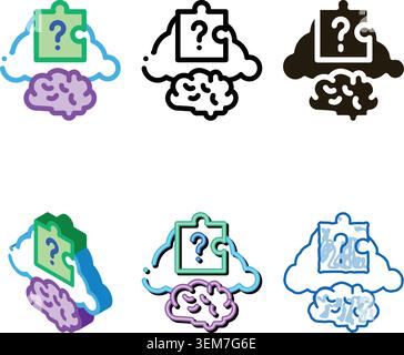 brain multipack puzzle icon vector outline Stock Vector