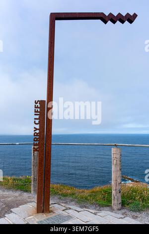 The Wild Atlantic Way Discovery Point sign at the Kerry Cliffs, Portmagee, Co. Kerry, Ireland. on the Skellig Ring road route, County Kerry, Ireland Stock Photo