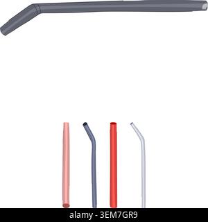 Reusable drinking straws providing sustainable alternative reducing plastic waste Stock Vector
