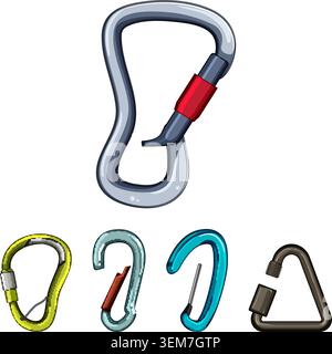 Climbing and safety carabiners for outdoor adventures Stock Vector