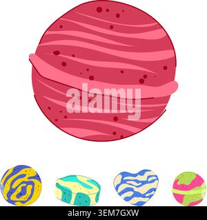 Colorful bath bombs creating a relaxing spa experience Stock Vector