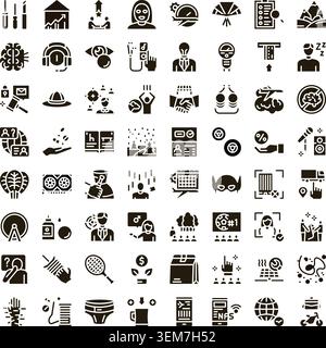 Collection of business and lifestyle glyph icons Stock Vector