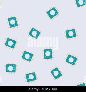 seamless pattern technology microchip cartoon vector Stock Vector