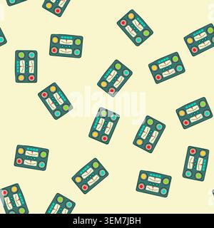 seamless pattern knobs retro control panel cartoon vector Stock Vector