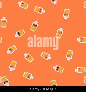 seamless pattern tube glue bottle cartoon vector Stock Vector