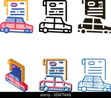 car styles insurance icon vector outline Stock Vector