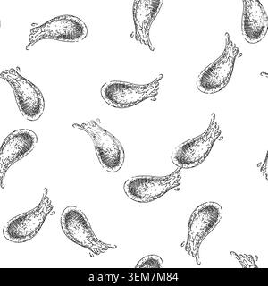 seamless pattern wasabi green food sketch hand drawn Stock Vector