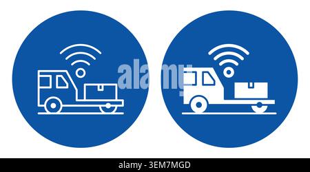 Modern delivery vehicles utilize wireless technology to enhance logistics and shipping efficiency. These icons represent innovation in transportation Stock Vector