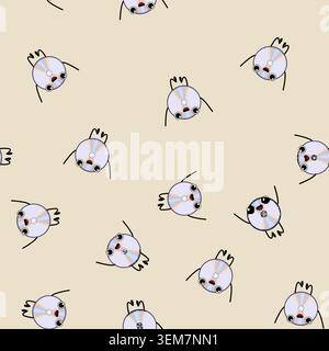 seamless pattern 90s retro music character cartoon vector Stock Vector