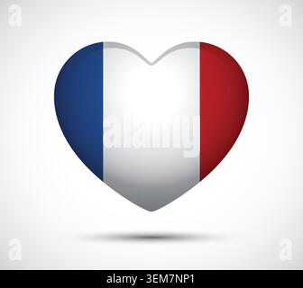 This image features a heart shape design showcasing the colors of the French flag on a soft background. A perfect symbol of love and patriotism. Stock Vector