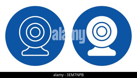 This image features two minimalist web camera icons in circular designs. Ideal for concepts related to digital communication and online interactions. Stock Vector