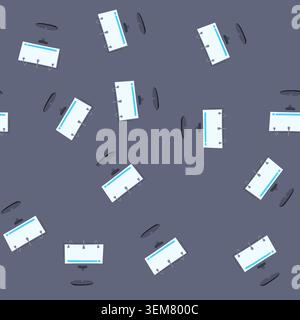 seamless pattern screen electronic whiteboard cartoon vector Stock Vector