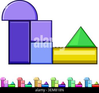 Colorful geometric building blocks forming abstract structure Stock Vector