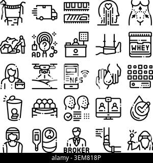 Business, logistics, health, and medical technology icon set Stock Vector