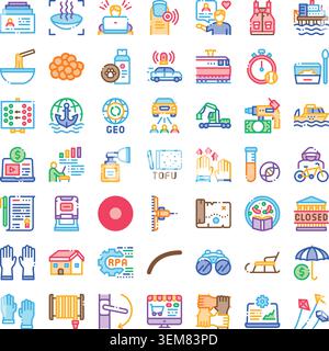 Collection of diverse modern flat line icons Stock Vector