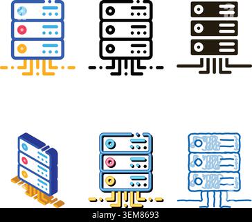 office stylized server icon vector outline Stock Vector