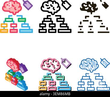 brain label hierarchy chart icon vector outline clean Stock Vector