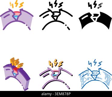 damaged simplified optical fiber color icon vector Stock Vector