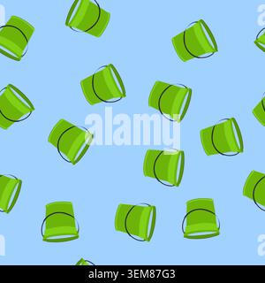 seamless pattern full bucket water cartoon vector Stock Vector