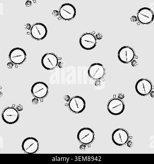 seamless pattern outline stopwatch cartoon vector Stock Vector