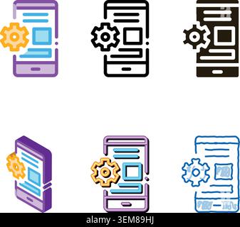 web site adaptive for phone icon vector variety outline Stock Vector