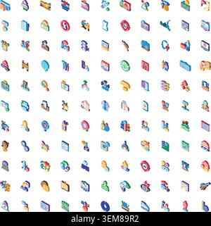 Digital isometric icons creating technology business collection Stock Vector