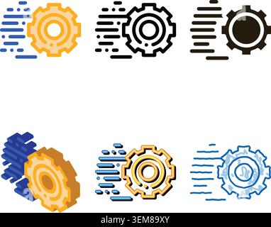 speed fast gear styleset icon vector outline Stock Vector